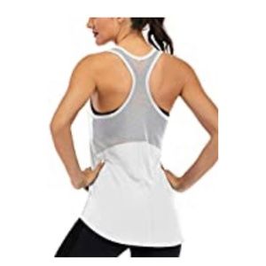 sleeveless mesh yoga, workout tank, white S